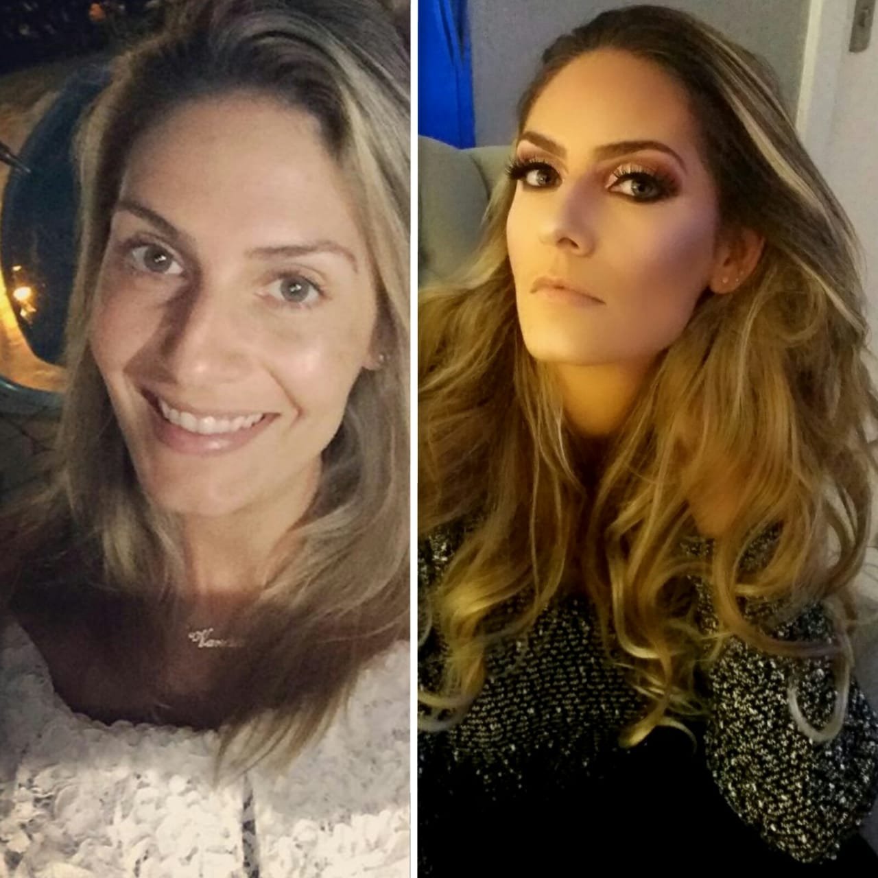Antes e depois de maquiagem para evento